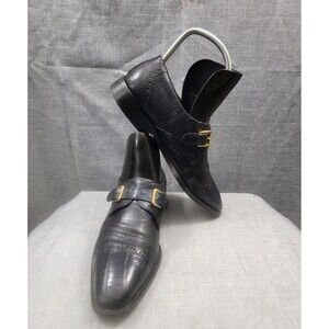 David Eden Men's SZ 9.5 Gator Lizard Black Leather Dress Monk Strap Loafers